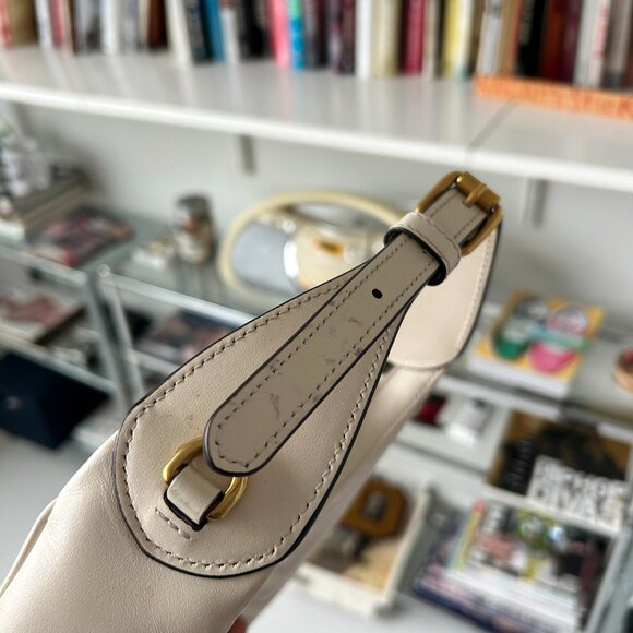 AUTHENTIC Gucci Mini GG Marmont Half Moon Bag White Calf Leather Satchel - Picture 2 of 8